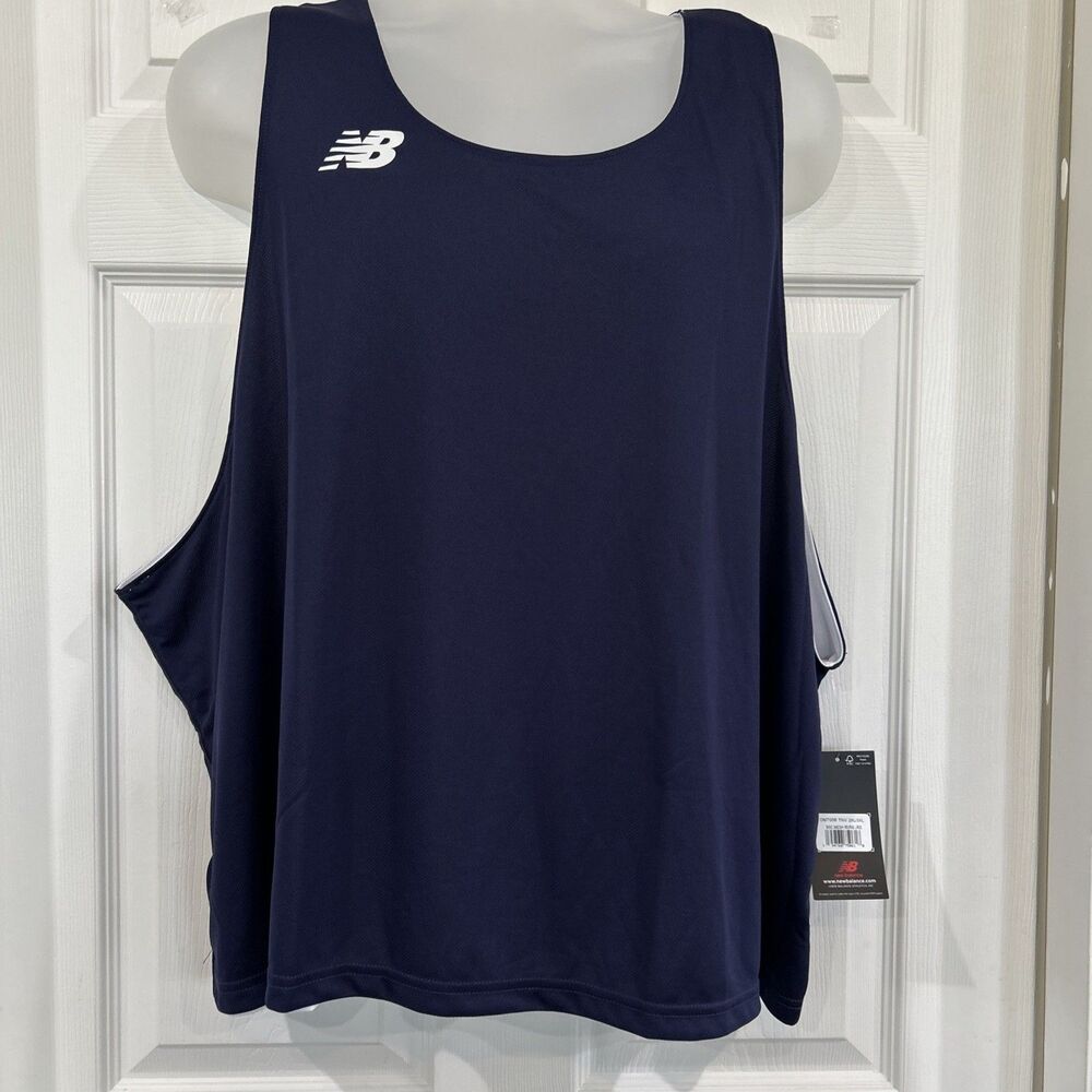 New Balance Reversible Mens 2XL 3XL Blue White Mesh Practice Jersey Fitness Top